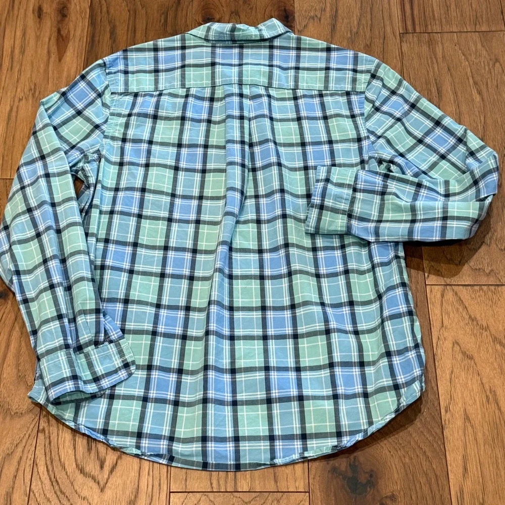 Ralph Lauren Kids XL 18-20 Blue Green Plaid‎ Cotton Button Down Shirt Pony Logo